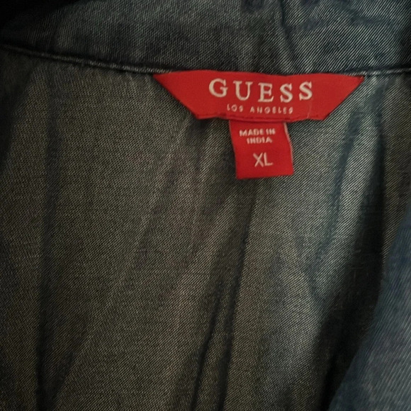 Guess cut out cold shoulder sleeves denim  top Sz XL - Picture 3 of 12
